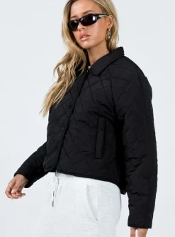Princess Polly Tripp Quilted Jacket  Black Clearance