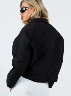 Princess Polly Tripp Quilted Jacket  Black Clearance