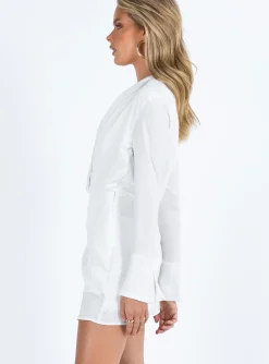 Princess Polly Triscay Long Sleeve Mini Dress White Hot