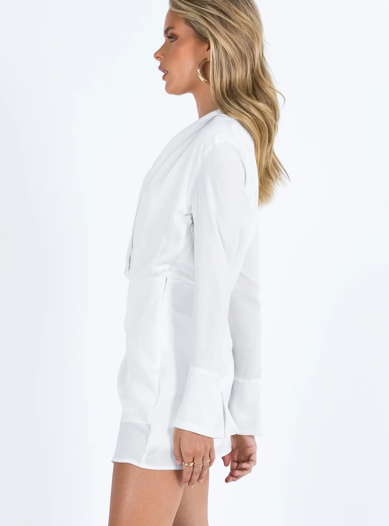 Princess Polly Triscay Long Sleeve Mini Dress White Hot