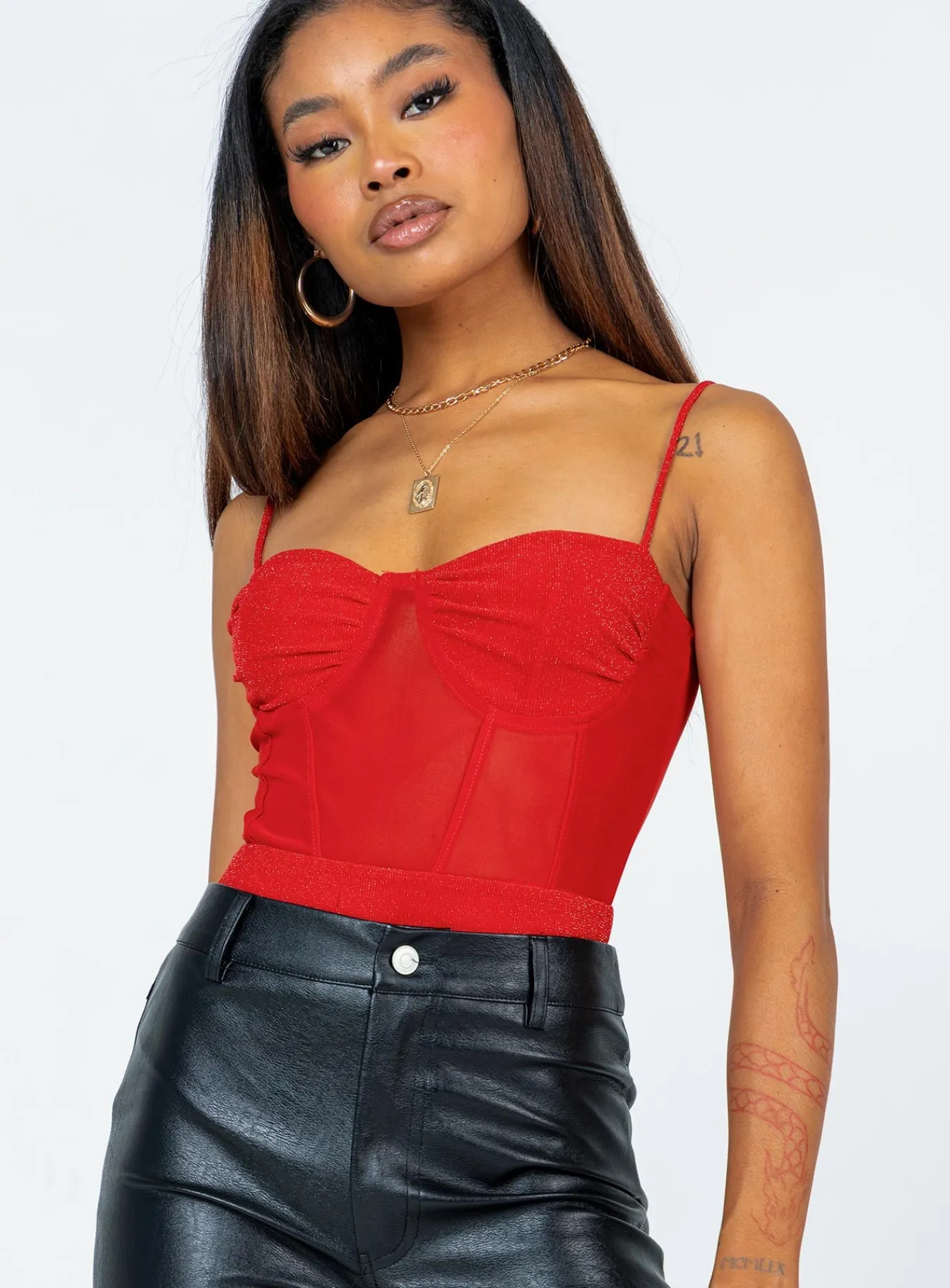 Princess Polly Triston Bodysuit Red New