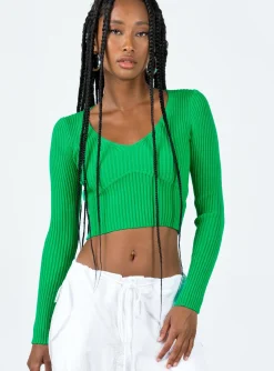 Princess Polly Trucco Long Sleeve Top  Green Hot