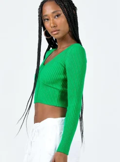 Princess Polly Trucco Long Sleeve Top Green Hot