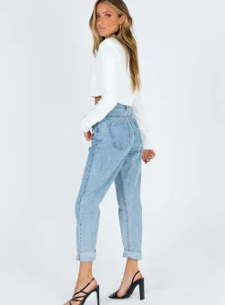 Princess Polly Tyler Jean Mom Jean Mid Wash  Denim Flash Sale