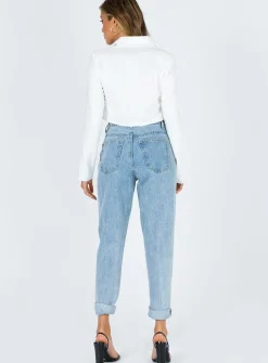 Princess Polly Tyler Jean Mom Jean Mid Wash  Denim Flash Sale