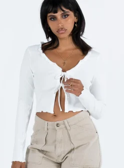 Princess Polly Tyson Long Sleeve Top  White New