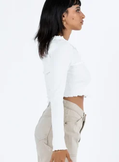 Princess Polly Tyson Long Sleeve Top  White New