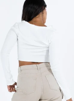 Princess Polly Tyson Long Sleeve Top  White New