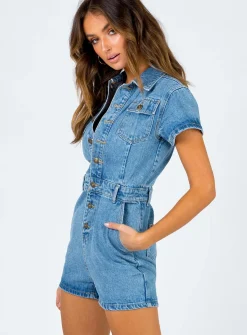 Princess Polly U Know What'S Up Romper   Denim Clearance