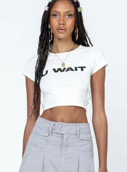 Princess Polly U Wait Tee  White Sale