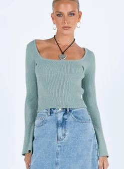 Princess Polly Unley Long Sleeve Top  Blue Clearance