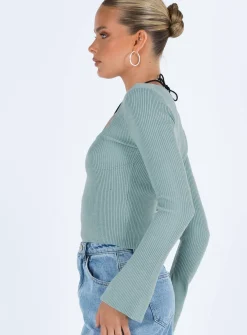 Princess Polly Unley Long Sleeve Top  Blue Clearance