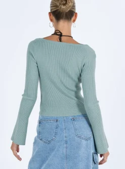 Princess Polly Unley Long Sleeve Top  Blue Clearance