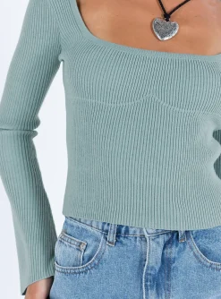 Princess Polly Unley Long Sleeve Top  Blue Clearance
