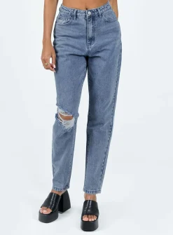 Princess Polly Unofficial High Waisted Mom Jean Light Wash  Denim Outlet