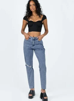Princess Polly Unofficial High Waisted Mom Jean Light Wash  Denim Outlet