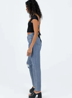 Princess Polly Unofficial High Waisted Mom Jean Light Wash Denim Outlet