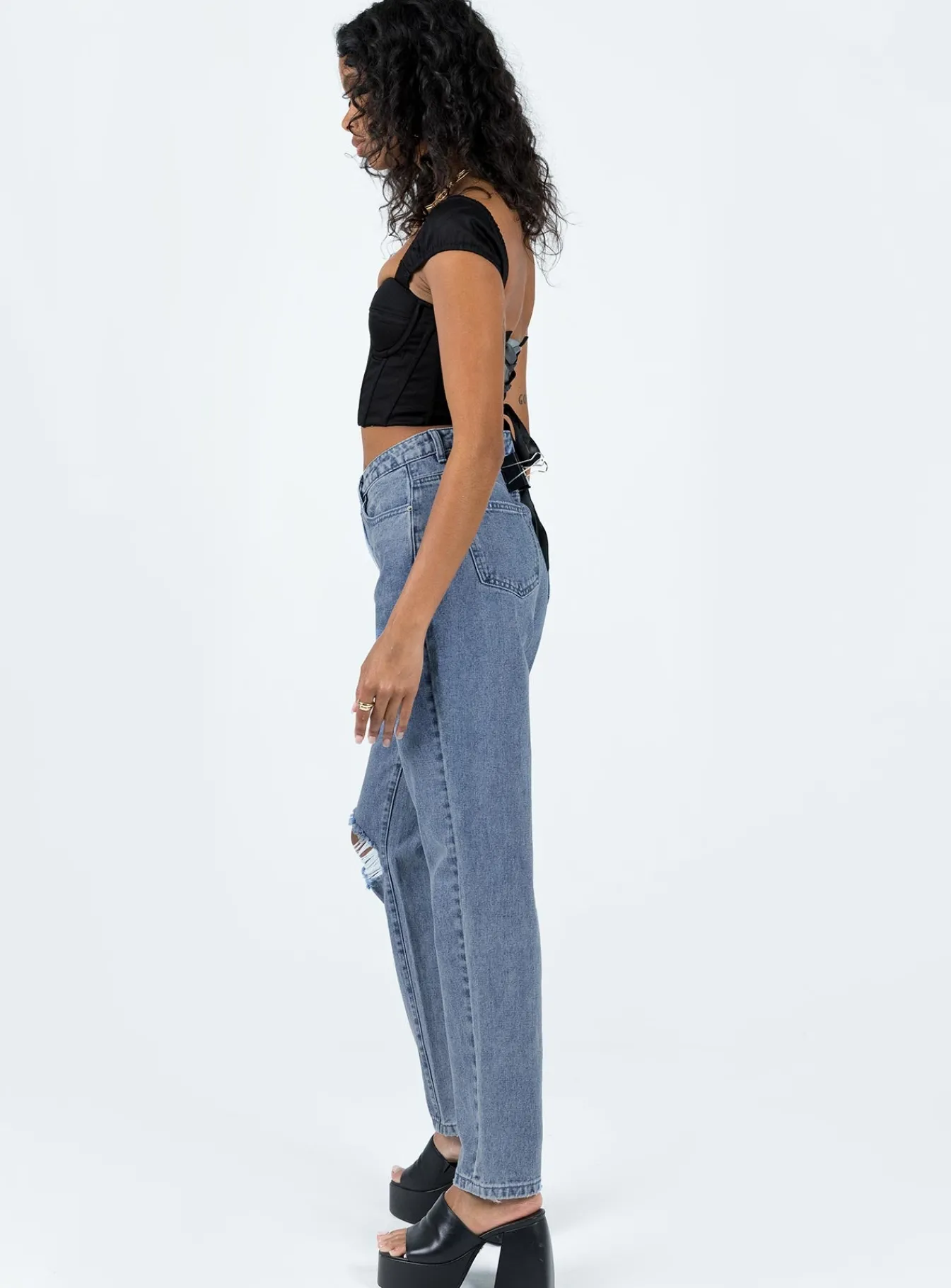 Princess Polly Unofficial High Waisted Mom Jean Light Wash Denim Outlet