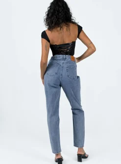Princess Polly Unofficial High Waisted Mom Jean Light Wash Denim Outlet