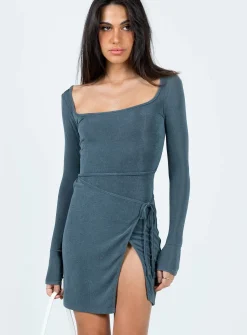 Princess Polly Ura Long Sleeve Mini Dress  Grey Flash Sale