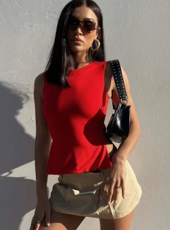 Princess Polly Uzo Toplow Impact   Red Fashion
