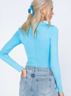 Princess Polly Valentina Bodysuit  Blue Cheap