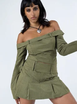 Princess Polly Valentina Cargo Mini Skirtpinstripe   Green Flash Sale