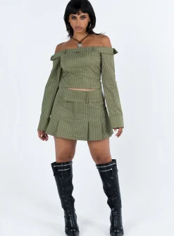 Princess Polly Valentina Cargo Mini Skirtpinstripe   Green Flash Sale