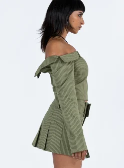 Princess Polly Valentina Cargo Mini Skirtpinstripe   Green Flash Sale