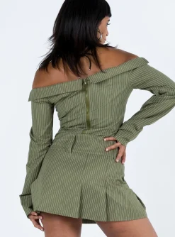 Princess Polly Valentina Cargo Mini Skirtpinstripe   Green Flash Sale