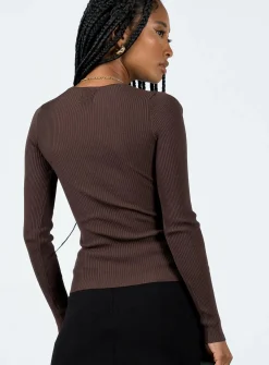 Princess Polly Venetia Long Sleeve Top  Brown Sale