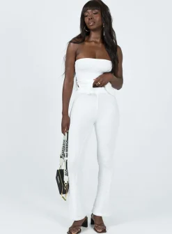 Princess Polly Vereen Pants  White Clearance