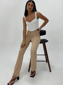 Princess Polly Veronika Pants  Beige Discount