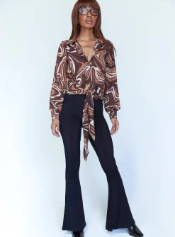 Princess Polly Vesna Shirt  Brown Discount