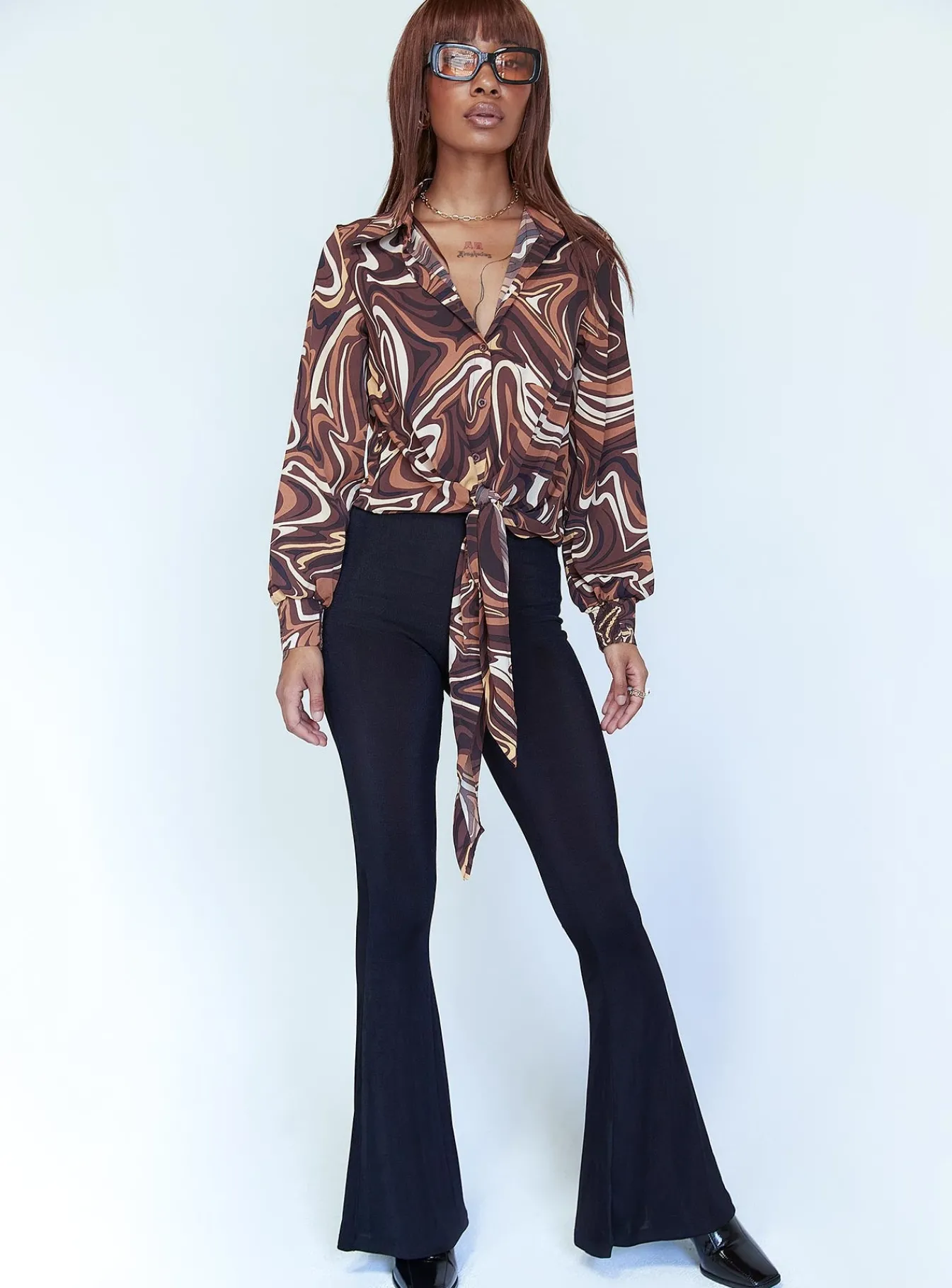 Princess Polly Vesna Shirt Brown Discount