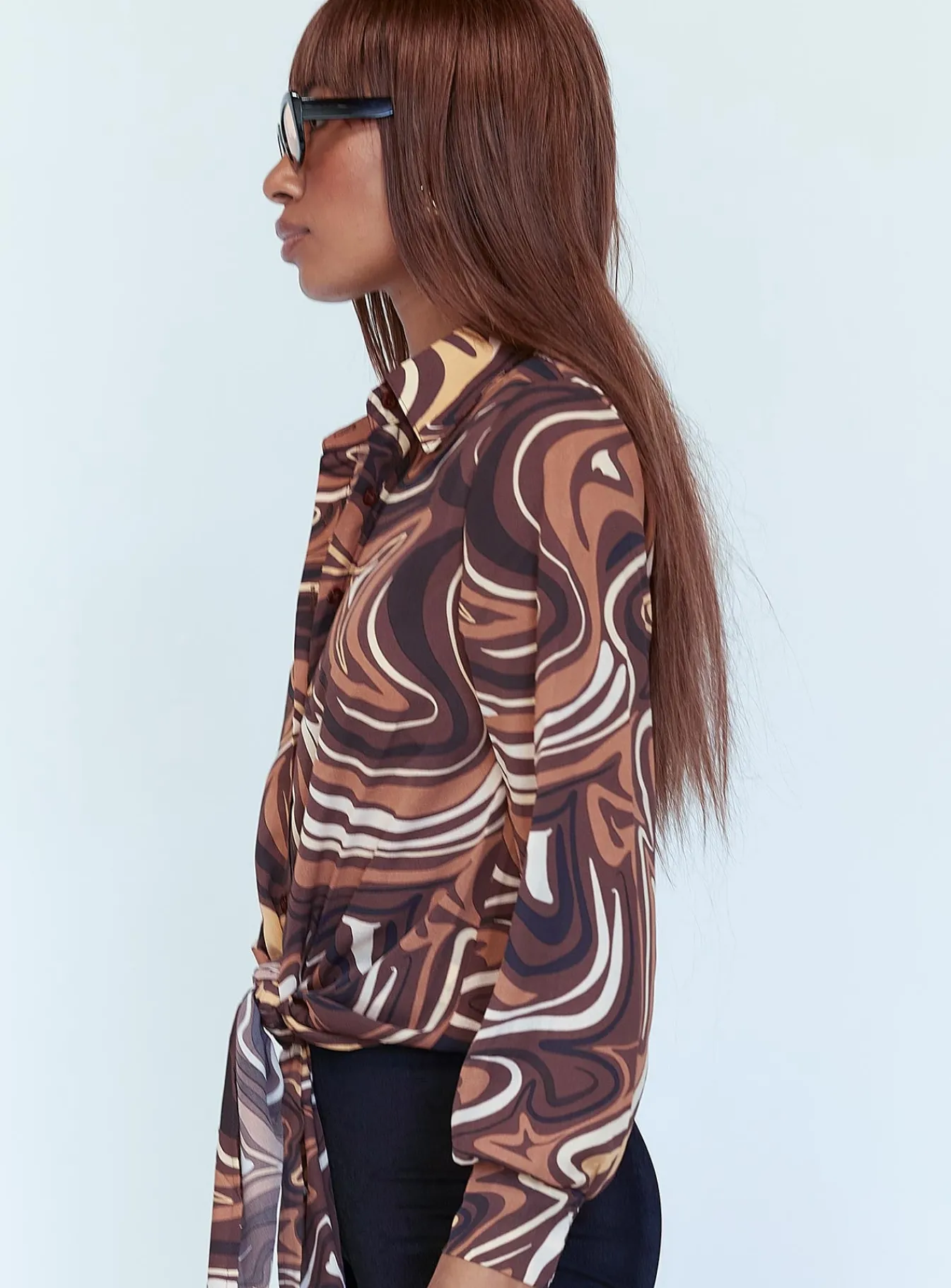 Princess Polly Vesna Shirt Brown Discount