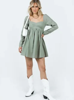 Princess Polly Vikki Mini Dress  Sage Cheap