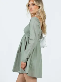 Princess Polly Vikki Mini Dress  Sage Cheap