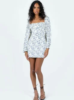 Princess Polly Vilma Long Sleeve Dress White Floral White / Floral Discount
