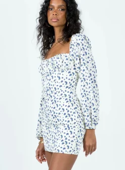 Princess Polly Vilma Long Sleeve Dress White Floral White / Floral Discount