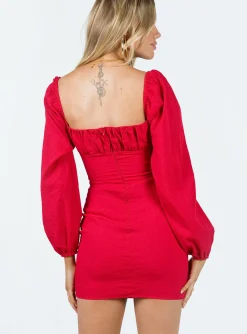Princess Polly Vilma Long Sleeve Mini Dress Red Shop
