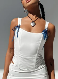 Princess Polly Vineyard Corset Top  White New