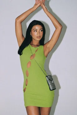 Princess Polly Vinnie Mini Dress  Green Clearance