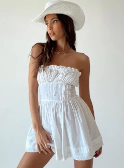 Princess Polly Vip Strapless Romper  White Discount