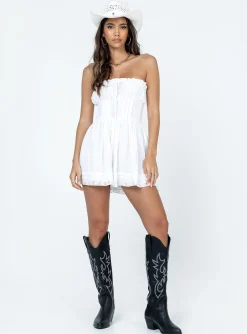 Princess Polly Vip Strapless Romper  White Discount