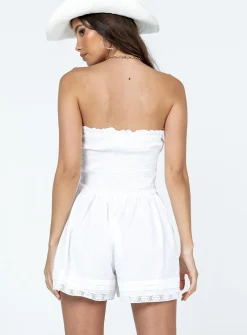 Princess Polly Vip Strapless Romper  White Discount