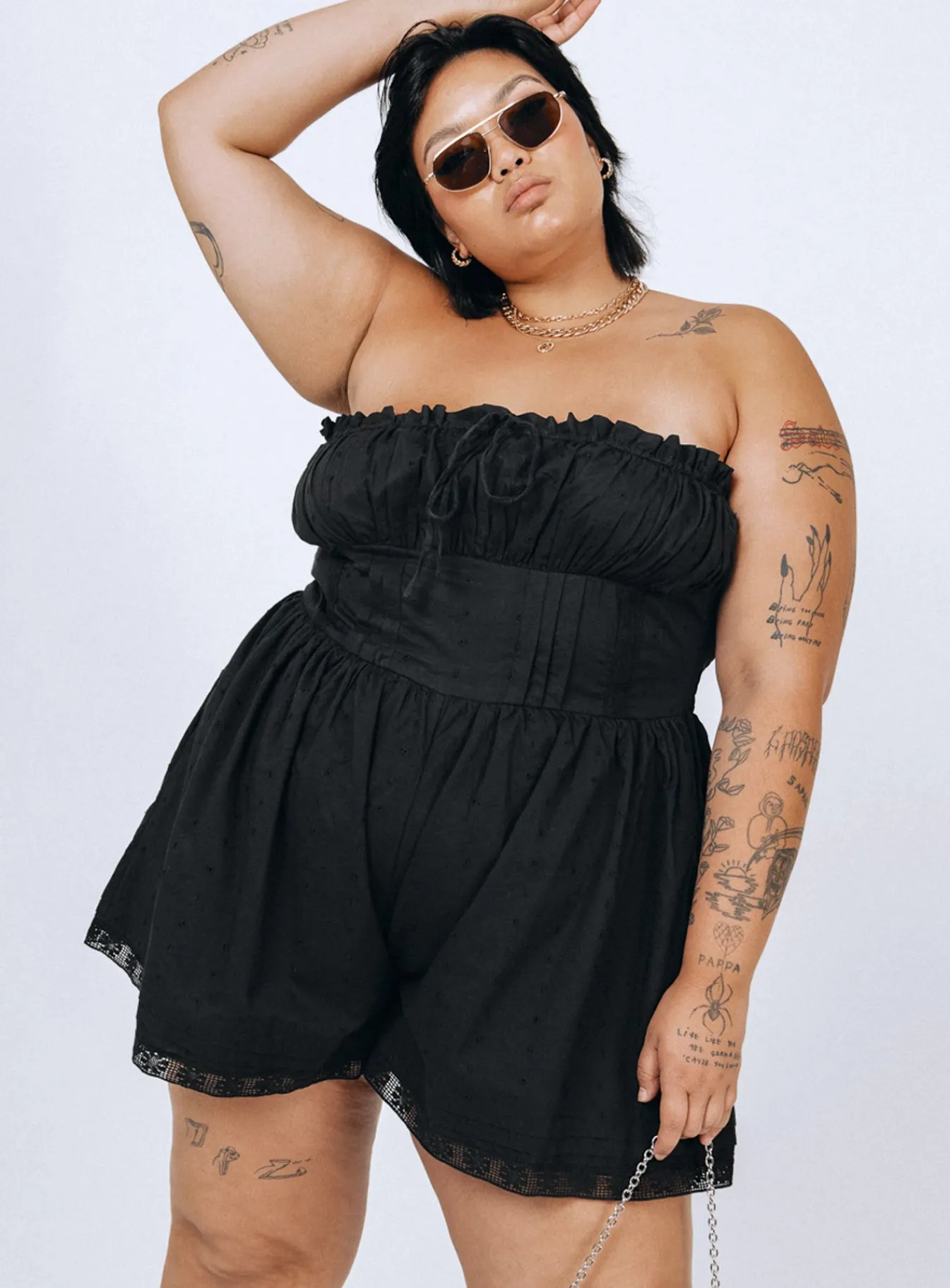 Princess Polly Vip Strapless Rompercurve Black Clearance