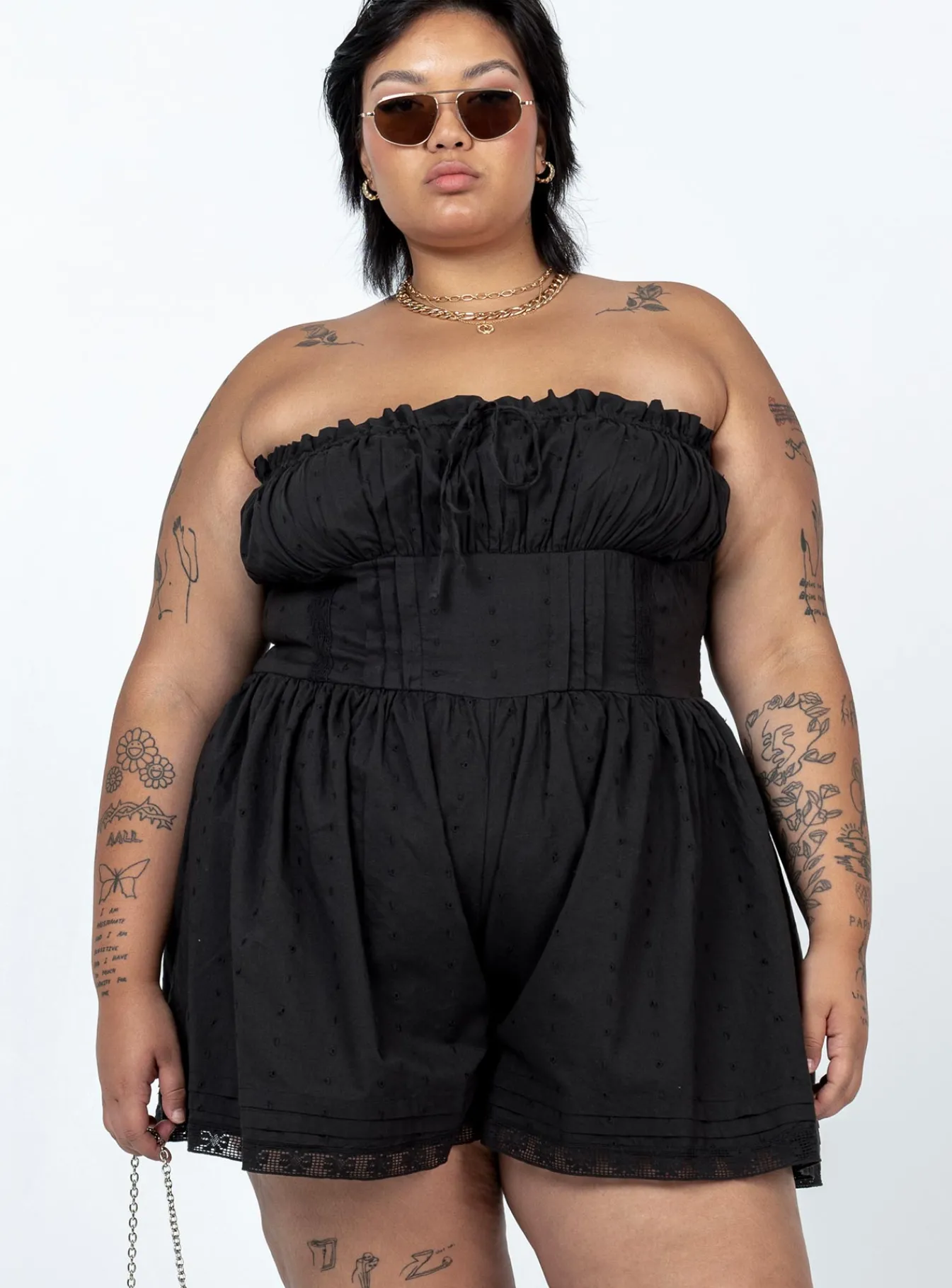 Princess Polly Vip Strapless Rompercurve Black Clearance