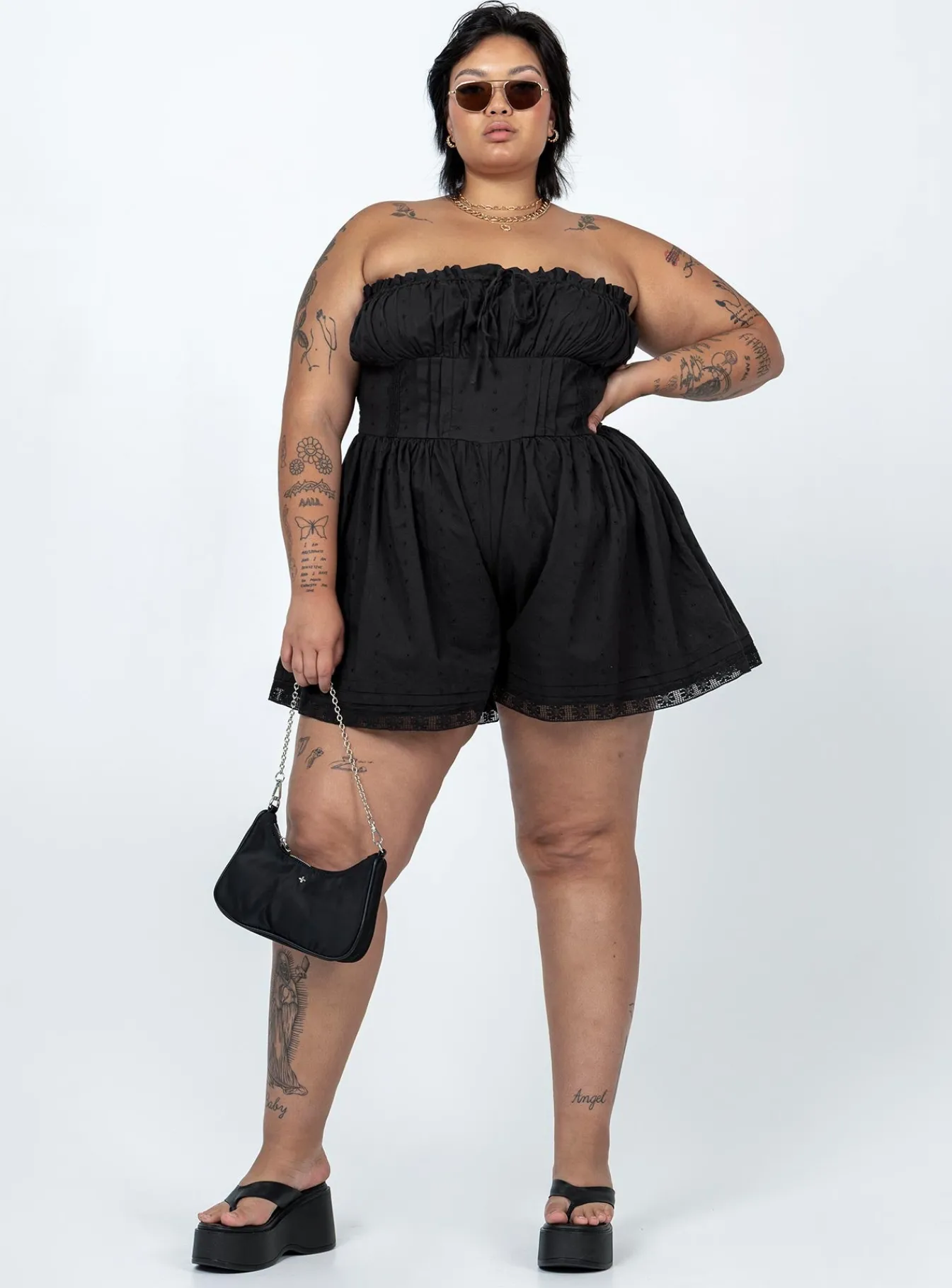 Princess Polly Vip Strapless Rompercurve Black Clearance