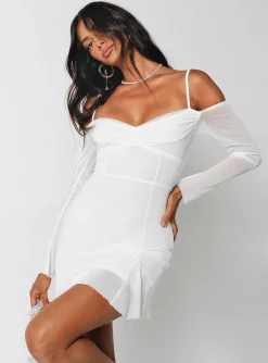 Princess Polly Viva Long Sleeve Mini Dress  White Store